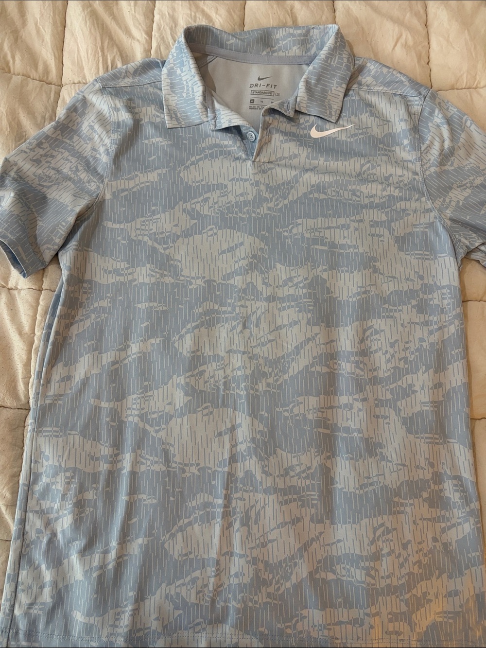 Nike Boys Light Blue Patterned Dri-FIT Polo